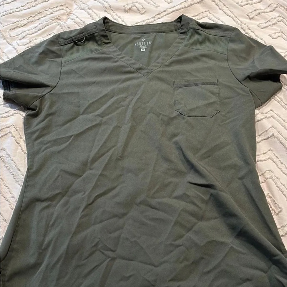 Med Couture Olive V-Neck Short Sleeve Tee